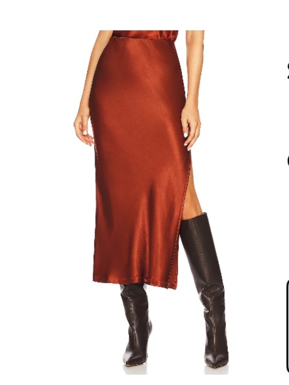 Enza Costa Satin bias Midi Slip Skirt in Copper
